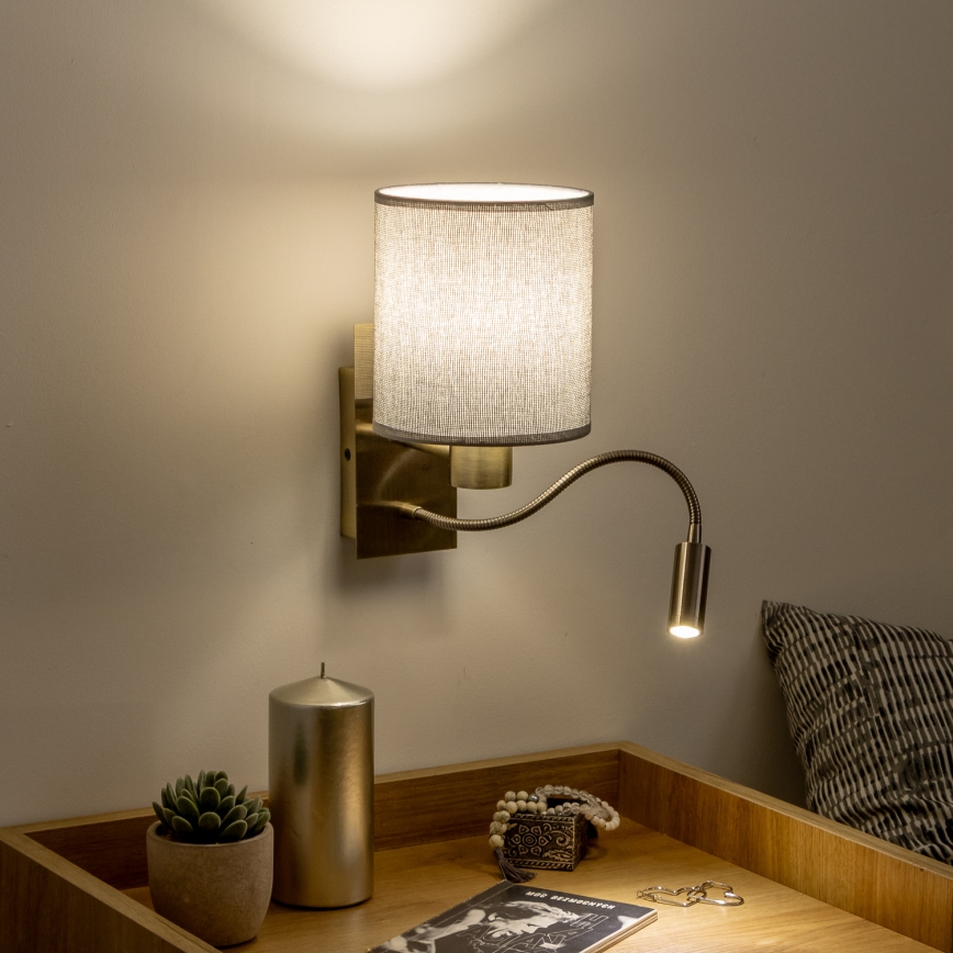 Brilagi - LED Aplique flexible NUBILA 1xE27/25W/230V + LED/3W latón/gris