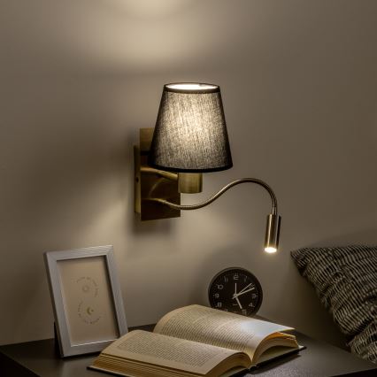 Brilagi - LED Aplique flexible NUBILA 1xE27/25W/230V + LED/3W latón/negro