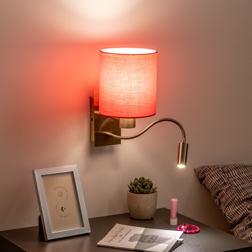 Brilagi - LED Aplique flexible NUBILA 1xE27/25W/230V + LED/3W latón/rosa