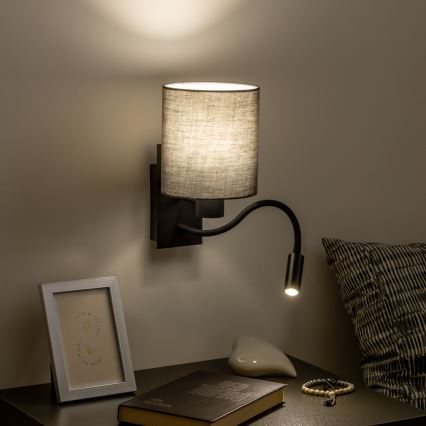 Brilagi - LED Aplique flexible NUBILA 1xE27/25W/230V + LED/3W negro/antracita