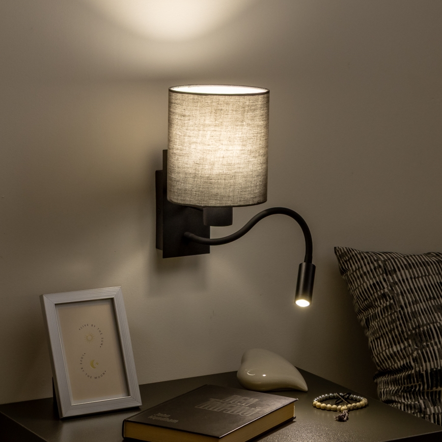 Brilagi - LED Aplique flexible NUBILA 1xE27/25W/230V + LED/3W negro/antracita
