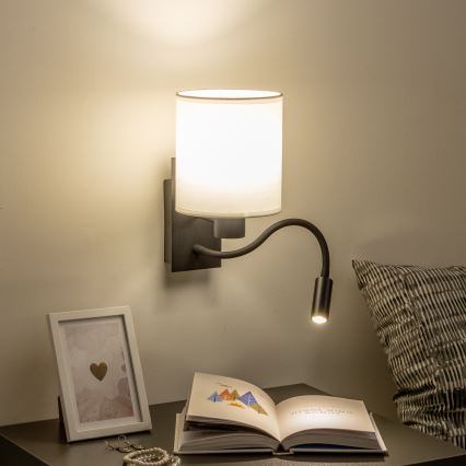 Brilagi - LED Aplique flexible NUBILA 1xE27/25W/230V + LED/3W negro/blanco