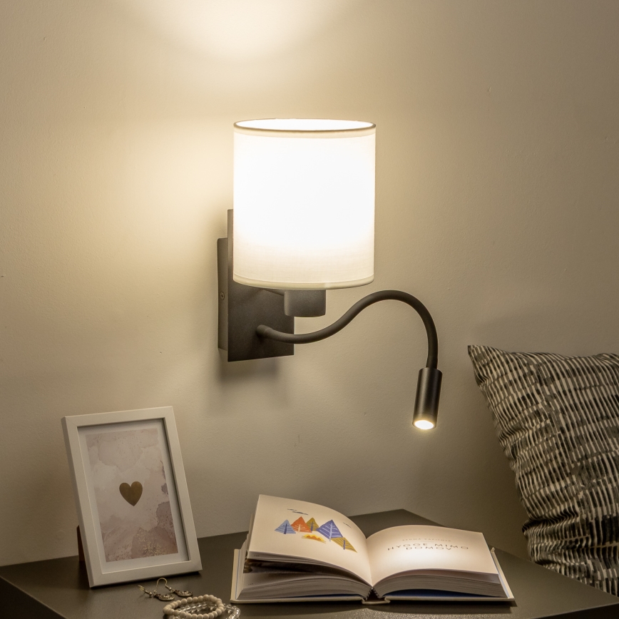 Brilagi - LED Aplique flexible NUBILA 1xE27/25W/230V + LED/3W negro/blanco