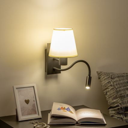 Brilagi - LED Aplique flexible NUBILA 1xE27/25W/230V + LED/3W negro/color crema