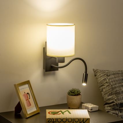 Brilagi - LED Aplique flexible NUBILA 1xE27/25W/230V + LED/3W negro/color crema