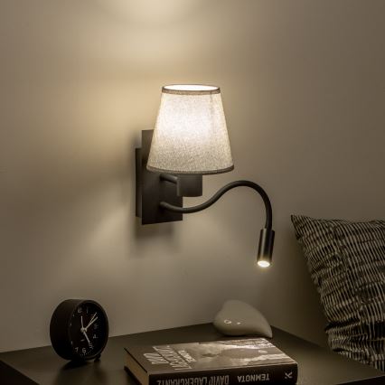 Brilagi - LED Aplique flexible NUBILA 1xE27/25W/230V + LED/3W negro/gris