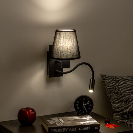 Brilagi - LED Aplique flexible NUBILA 1xE27/25W/230V + LED/3W negro