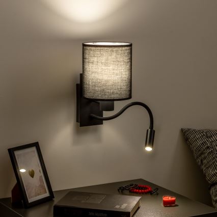 Brilagi - LED Aplique flexible NUBILA 1xE27/25W/230V + LED/3W negro
