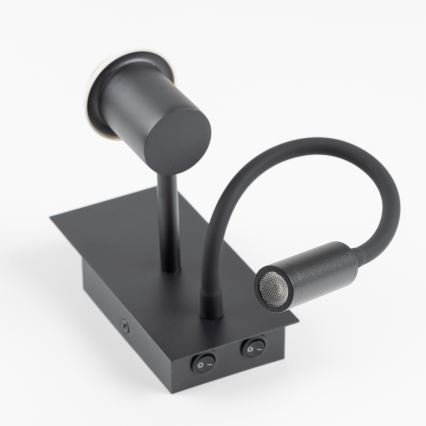 Brilagi - LED Aplique flexible NUBILA 1xE27/25W/230V + LED/3W negro/marrón claro