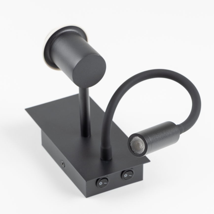 Brilagi - LED Aplique flexible NUBILA 1xE27/25W/230V + LED/3W negro/marrón claro