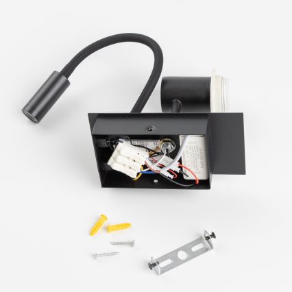 Brilagi - LED Aplique flexible NUBILA 1xE27/25W/230V + LED/3W negro/marrón claro