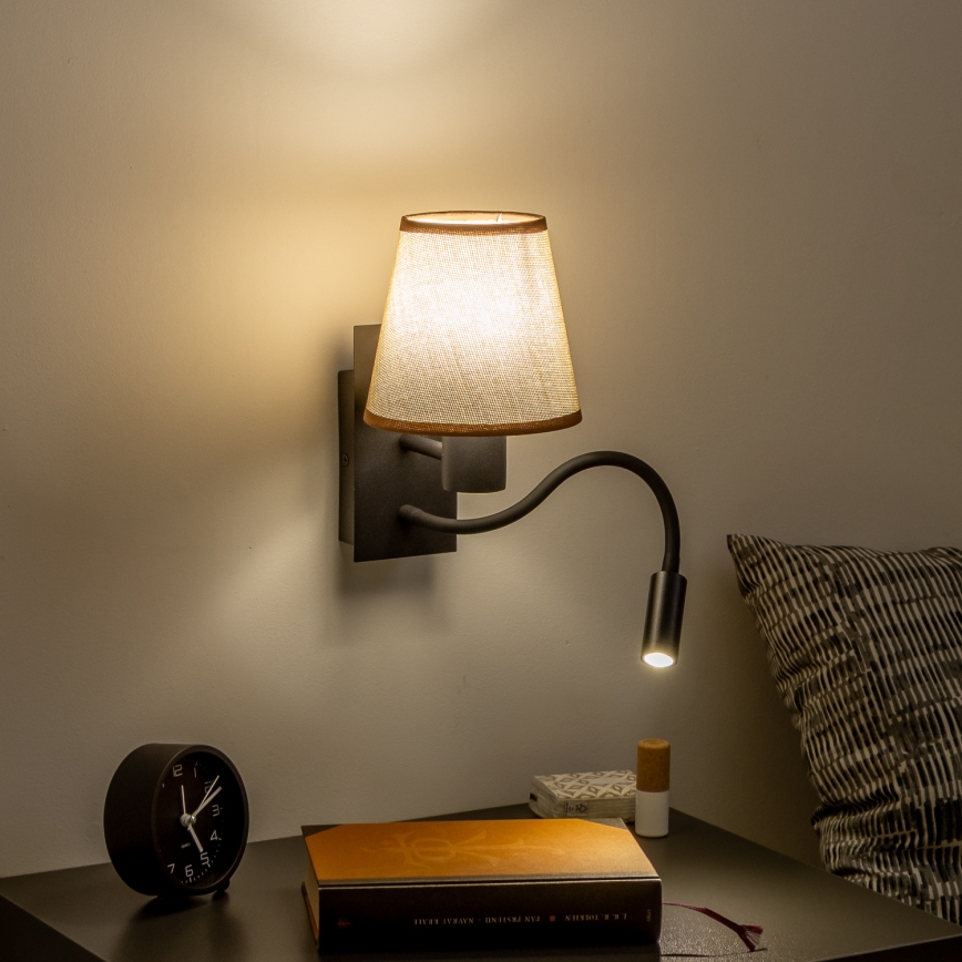 Brilagi - LED Aplique flexible NUBILA 1xE27/25W/230V + LED/3W negro/marrón