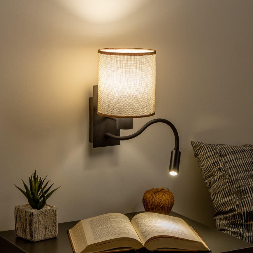 Brilagi - LED Aplique flexible NUBILA 1xE27/25W/230V + LED/3W negro/marrón