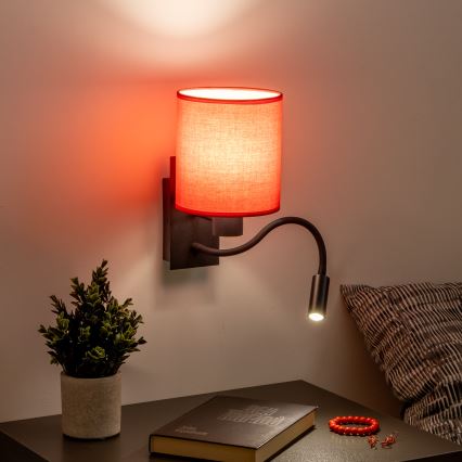 Brilagi - LED Aplique flexible NUBILA 1xE27/25W/230V + LED/3W negro/rojo