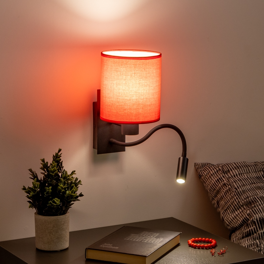 Brilagi - LED Aplique flexible NUBILA 1xE27/25W/230V + LED/3W negro/rojo