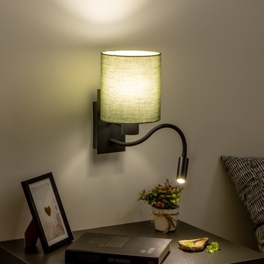 Brilagi - LED Aplique flexible NUBILA 1xE27/25W/230V + LED/3W negro/verde