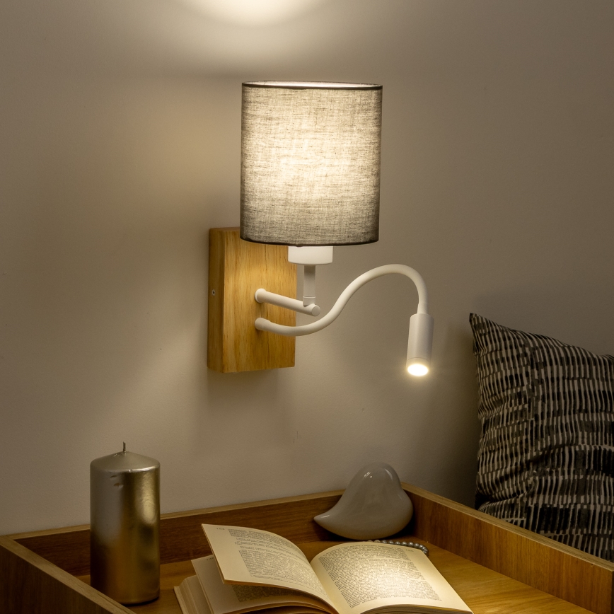 Brilagi - LED Aplique flexible NUBILA WOOD 1xE27/25W/230V + LED/3W roble/antracita
