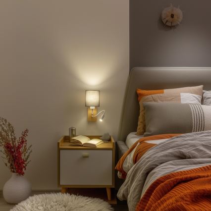 Brilagi - LED Aplique flexible NUBILA WOOD 1xE27/25W/230V + LED/3W roble/antracita
