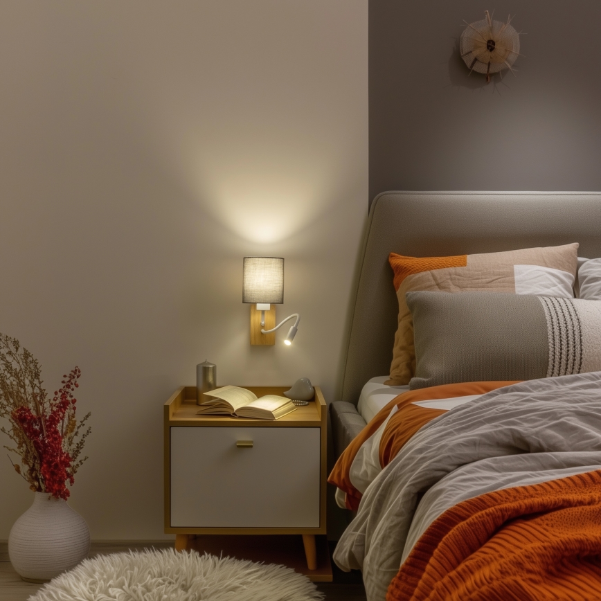 Brilagi - LED Aplique flexible NUBILA WOOD 1xE27/25W/230V + LED/3W roble/antracita