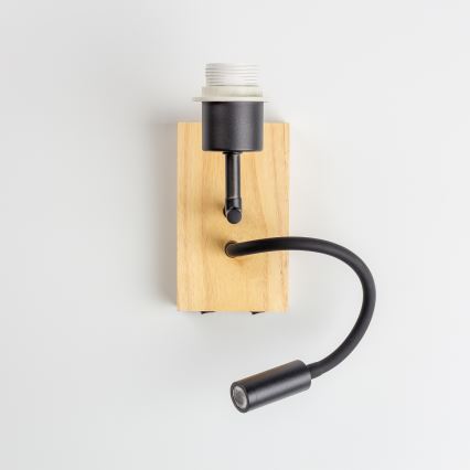 Brilagi - LED Aplique flexible NUBILA WOOD 1xE27/25W/230V + LED/3W roble/gris