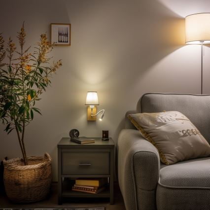 Brilagi - LED Aplique flexible NUBILA WOOD 1xE27/25W/230V + LED/3W roble/gris