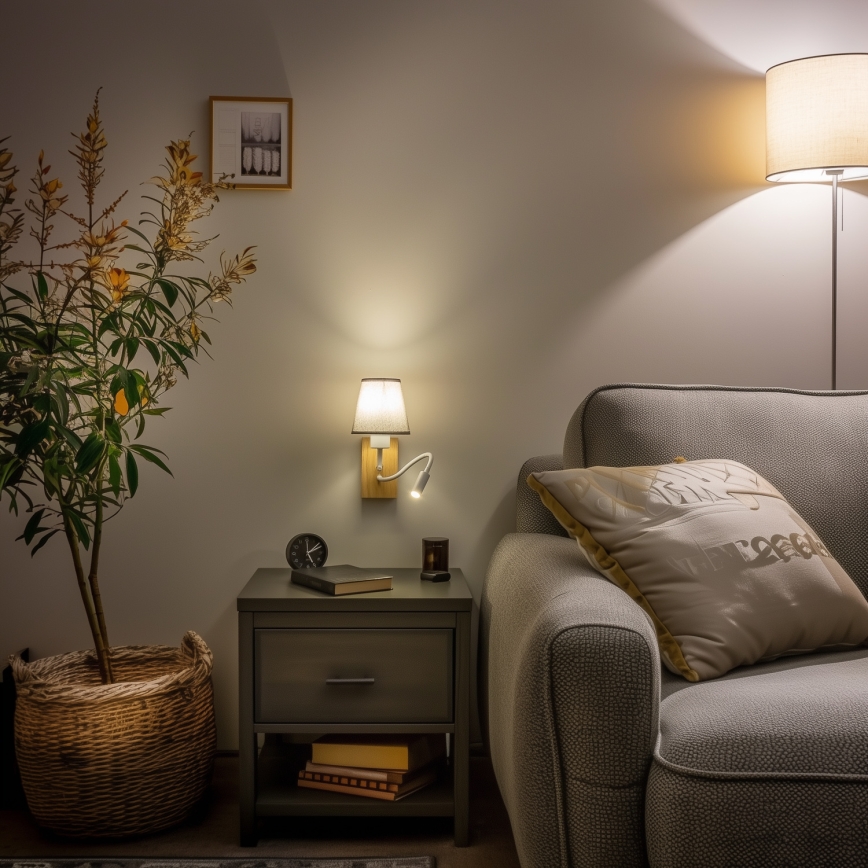 Brilagi - LED Aplique flexible NUBILA WOOD 1xE27/25W/230V + LED/3W roble/gris
