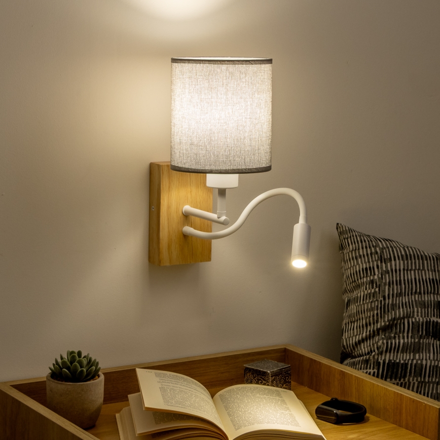 Brilagi - LED Aplique flexible NUBILA WOOD 1xE27/25W/230V + LED/3W roble/gris