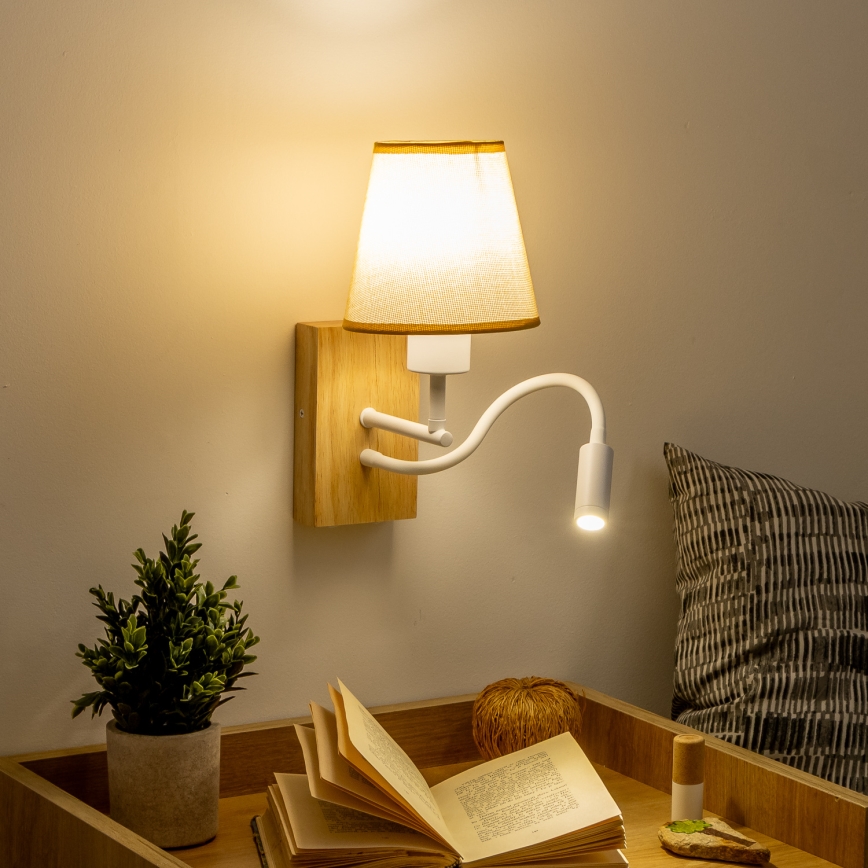 Brilagi - LED Aplique flexible NUBILA WOOD 1xE27/25W/230V + LED/3W roble/marrón claro