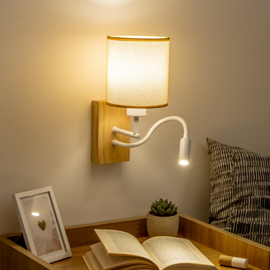 Brilagi - LED Aplique flexible NUBILA WOOD 1xE27/25W/230V + LED/3W roble/marrón claro
