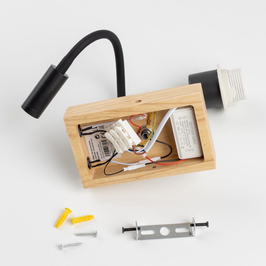Brilagi - LED Aplique flexible NUBILA WOOD 1xE27/25W/230V + LED/3W roble/marrón