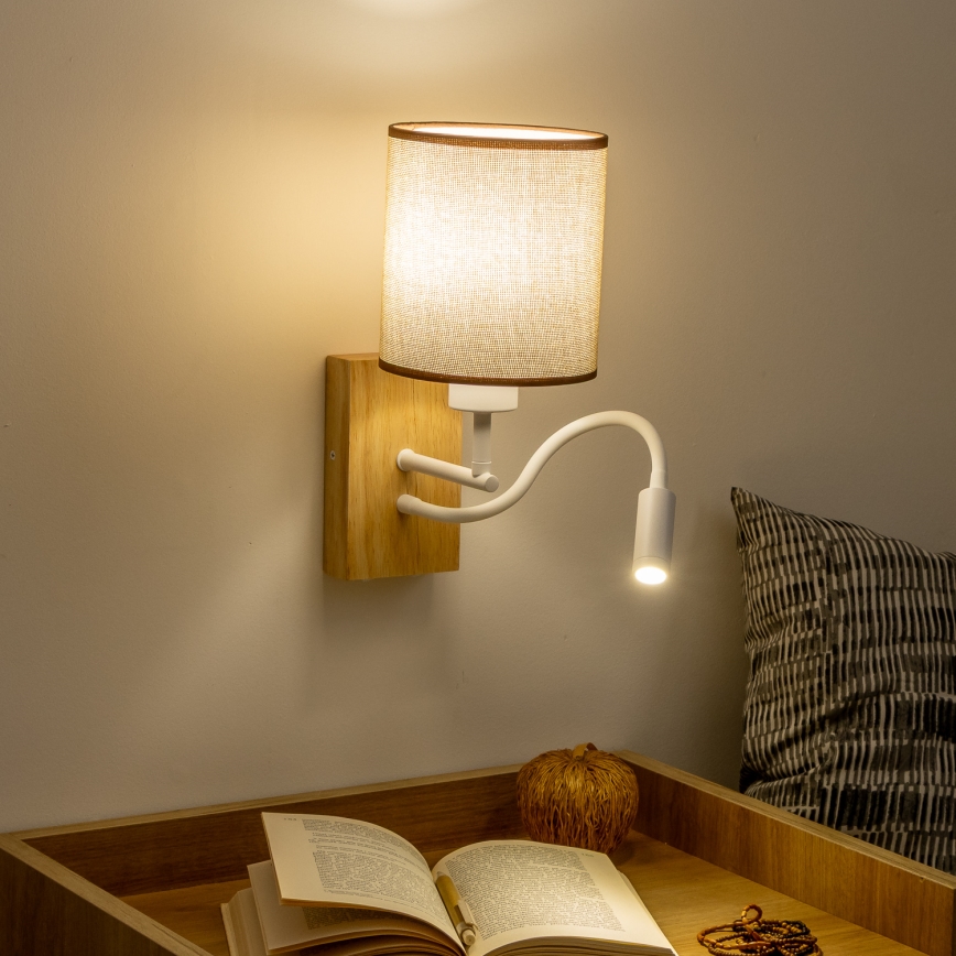 Brilagi - LED Aplique flexible NUBILA WOOD 1xE27/25W/230V + LED/3W roble/marrón