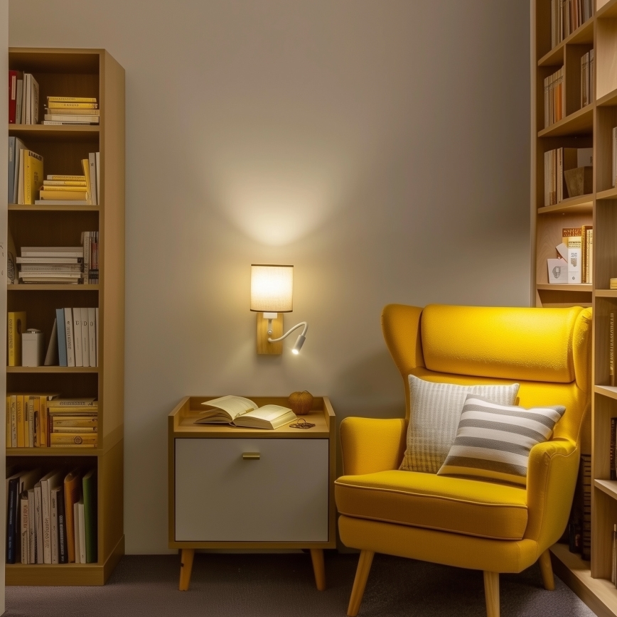 Brilagi - LED Aplique flexible NUBILA WOOD 1xE27/25W/230V + LED/3W roble/marrón