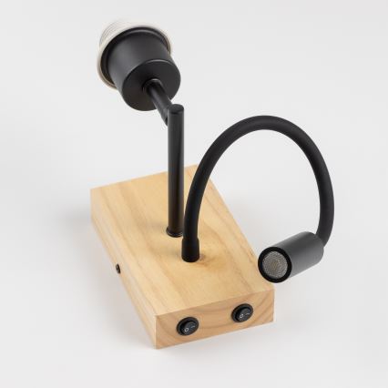 Brilagi - LED Aplique flexible NUBILA WOOD 1xE27/25W/230V + LED/3W roble/negro