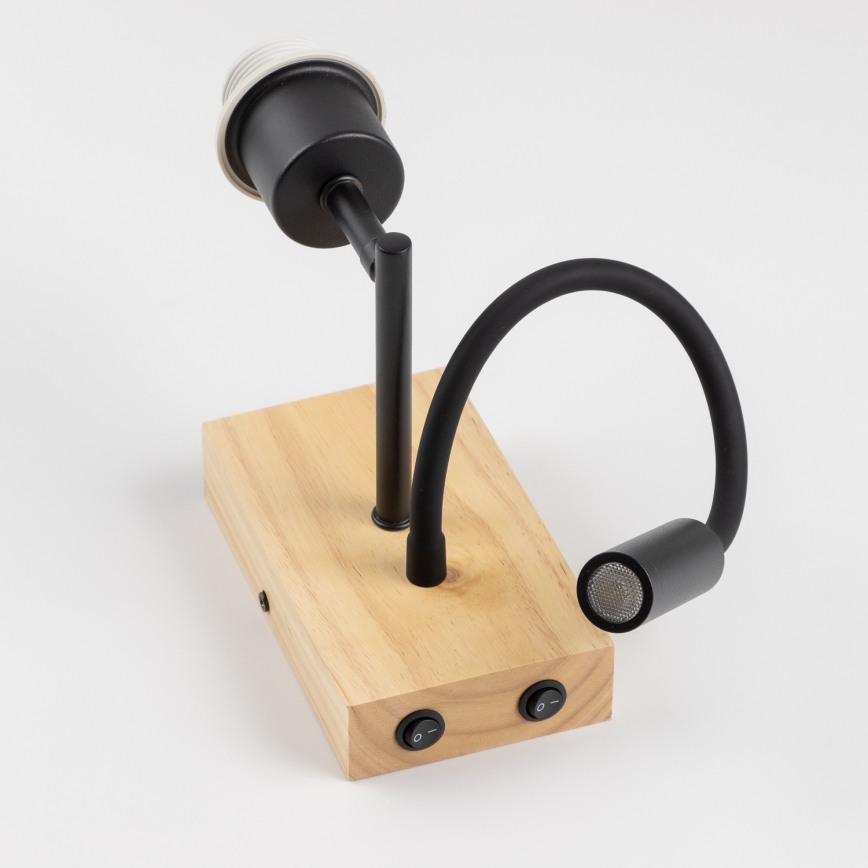 Brilagi - LED Aplique flexible NUBILA WOOD 1xE27/25W/230V + LED/3W roble/negro