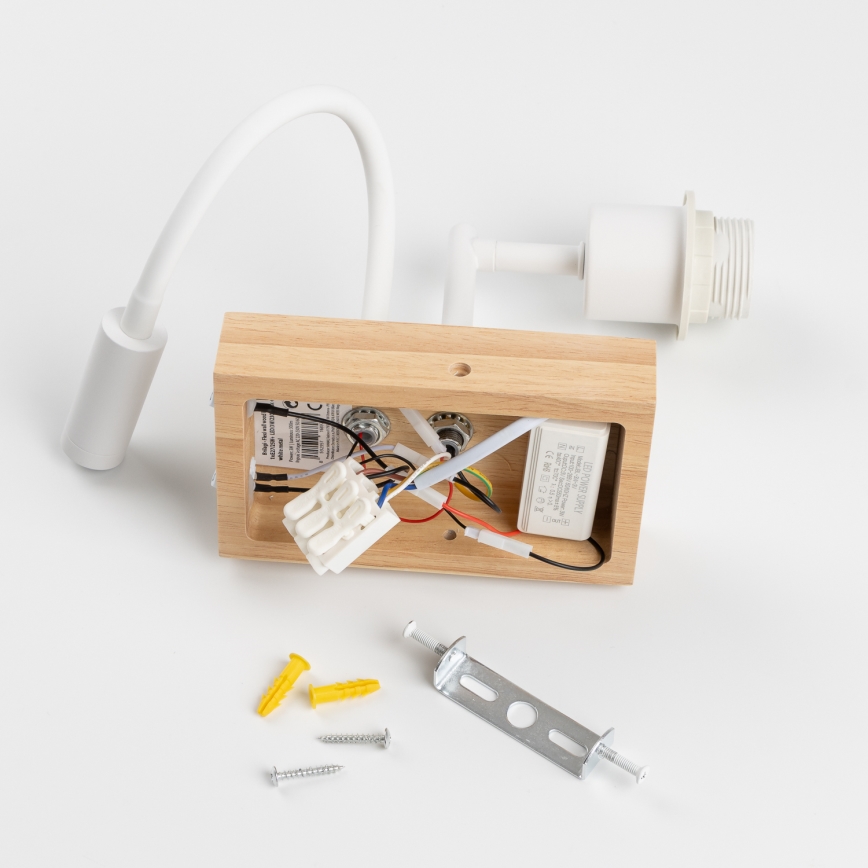 Brilagi - LED Aplique flexible NUBILA WOOD 1xE27/25W/230V + LED/3W roble/rojo