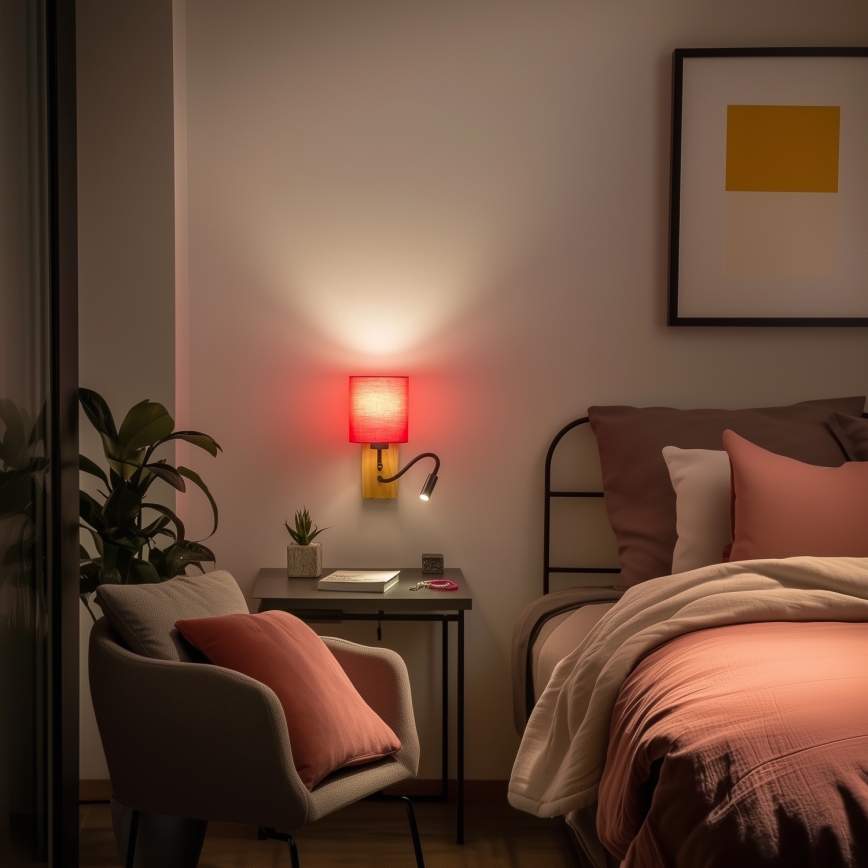 Brilagi - LED Aplique flexible NUBILA WOOD 1xE27/25W/230V + LED/3W roble/rosa