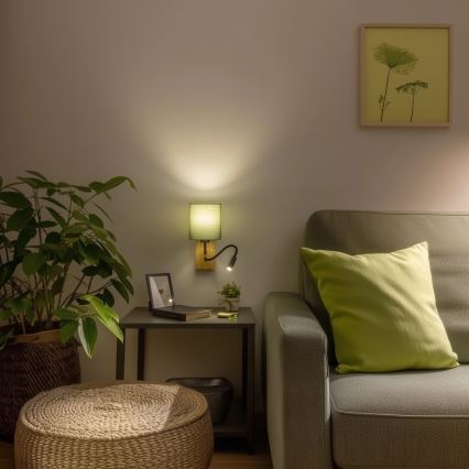 Brilagi - LED Aplique flexible NUBILA WOOD 1xE27/25W/230V + LED/3W roble/Verde