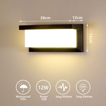 Brilagi - Aplique LED para exterior BRICKY LED/12W/230V negro IP54