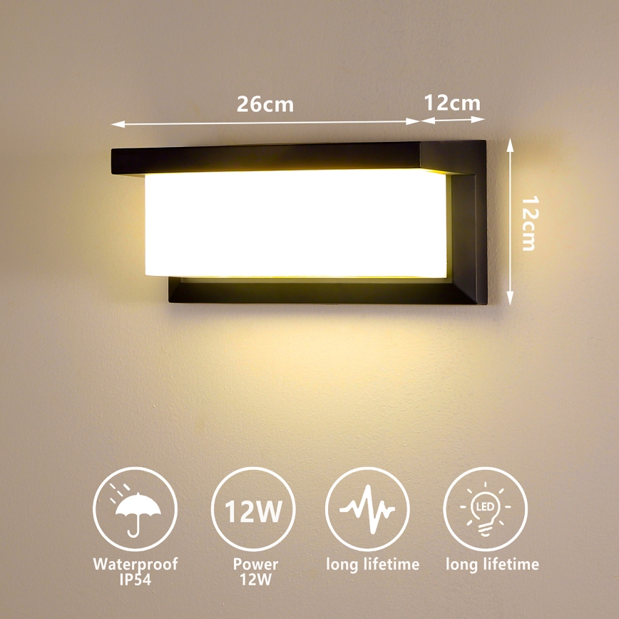 Brilagi - Aplique LED para exterior BRICKY LED/12W/230V negro IP54