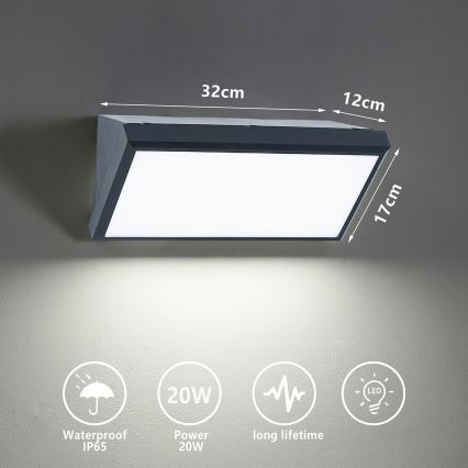 Brilagi - Aplique LED para exterior TRIANGLE LED/20W/230V antracita IP65