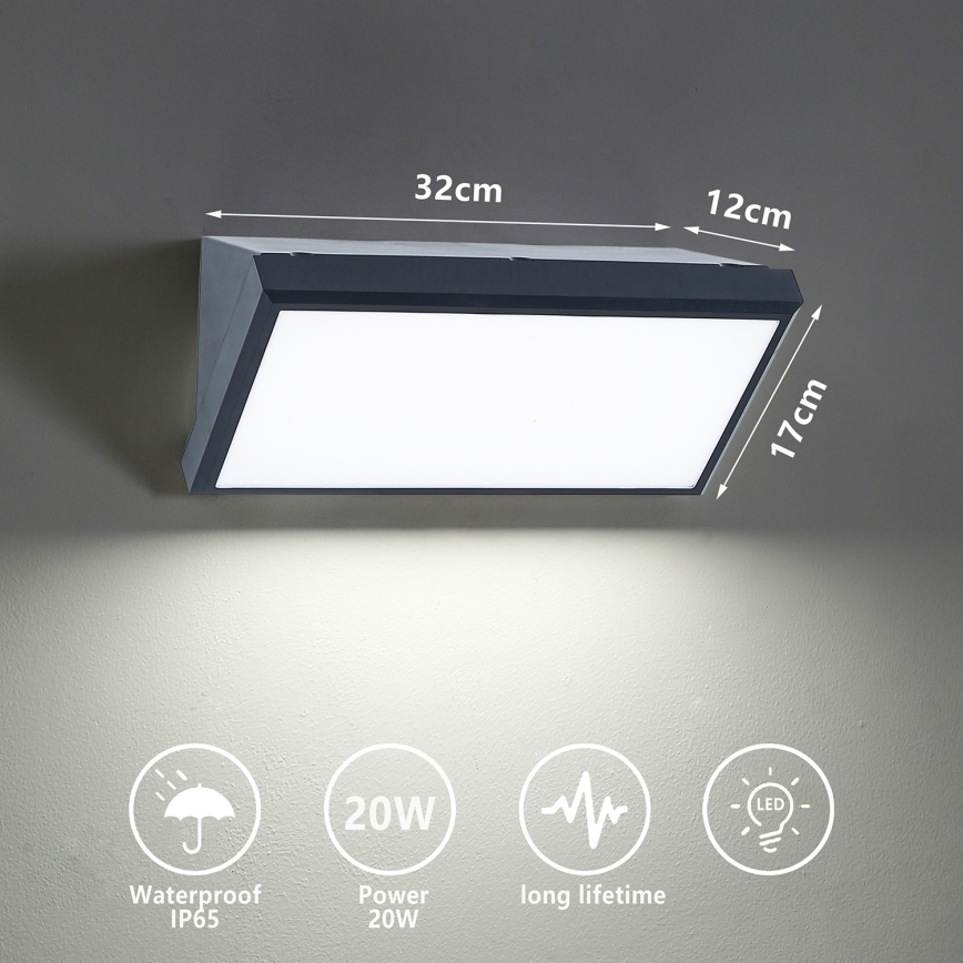 Brilagi - Aplique LED para exterior TRIANGLE LED/20W/230V antracita IP65