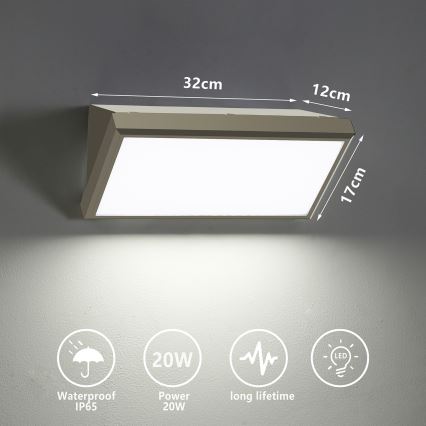Brilagi - Aplique LED para exterior TRIANGLE LED/20W/230V gris IP65