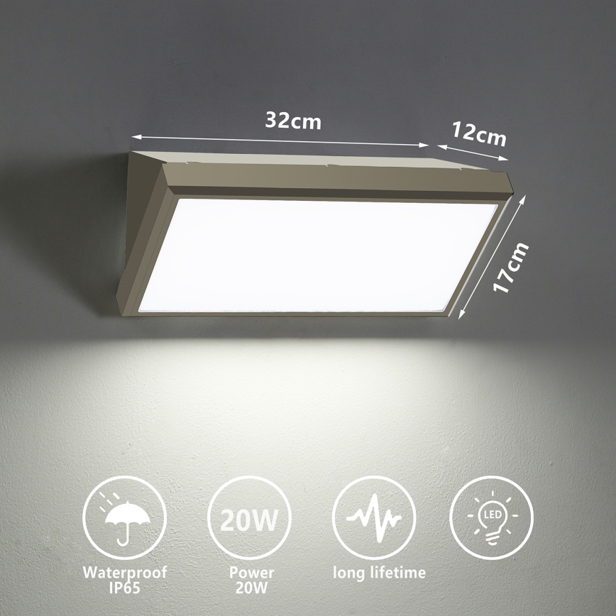 Brilagi - Aplique LED para exterior TRIANGLE LED/20W/230V gris IP65