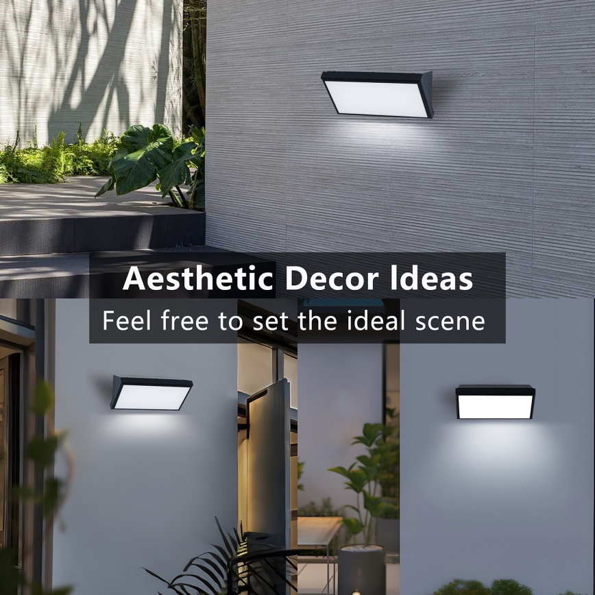 Brilagi - Aplique LED para exterior TRIANGLE LED/20W/230V 3000/4000/6500K negro IP65