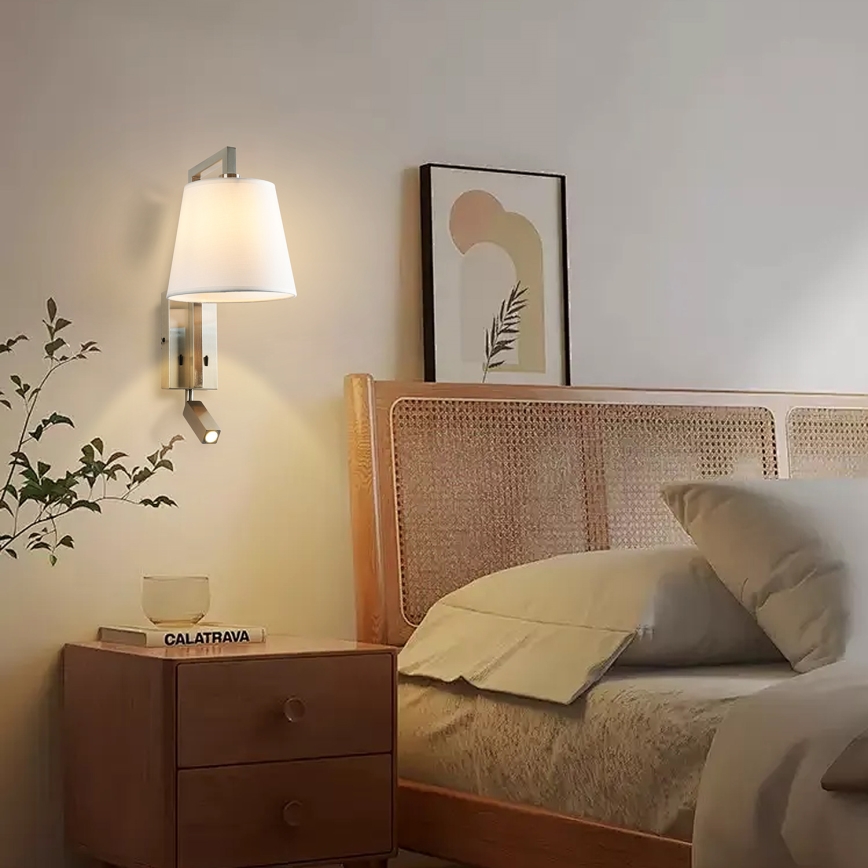 Brilagi - Aplique LED RAYA 1xE14/40W/230V + LED/3W blanco/cromo mate