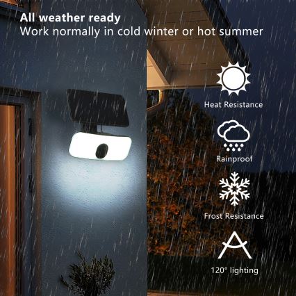 Brilagi - Aplique LED solar con sensor ROOF LED/13W/5V 4000 mAh IP65
