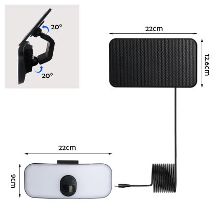 Brilagi - Aplique LED solar con sensor ROOF LED/13W/5V 4000 mAh IP65