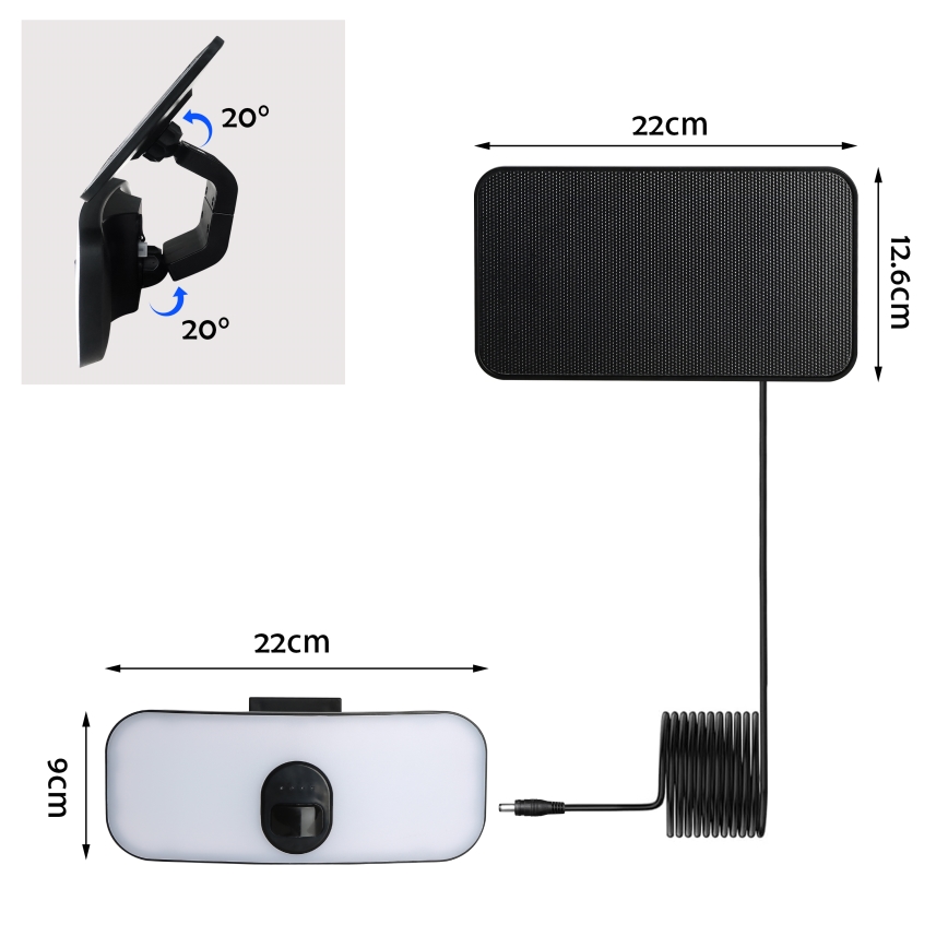 Brilagi - Aplique LED solar con sensor ROOF LED/13W/5V 4000 mAh IP65