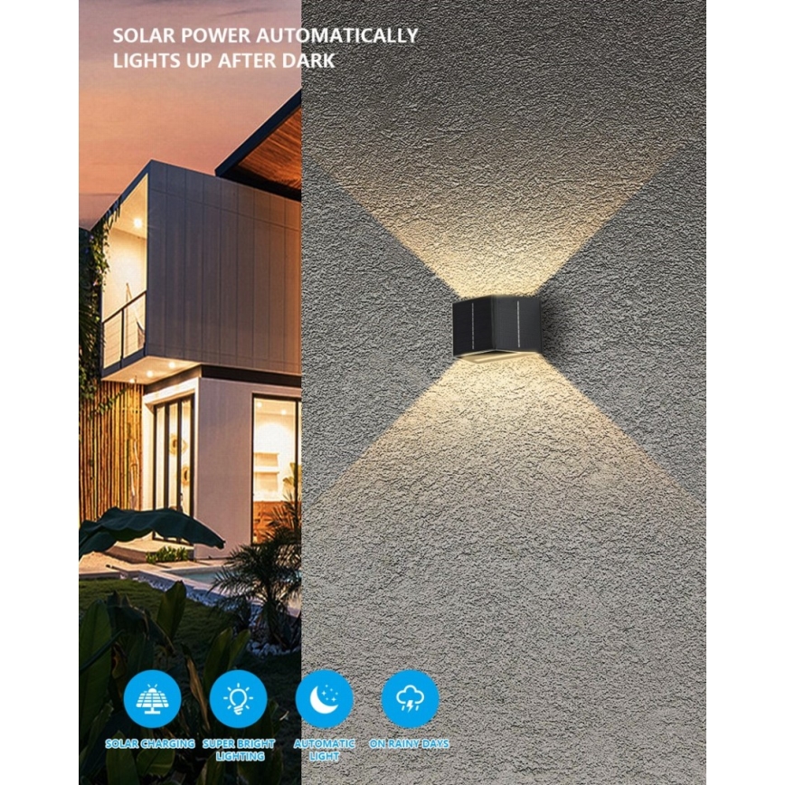Brilagi - Aplique LED solar con sensor SOLAR CUBE LED/2W/3,2V 1300 mAh IP54