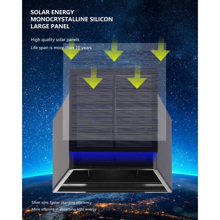Brilagi - Aplique LED solar con sensor SOLAR CUBE LED/2W/3,2V 1300 mAh IP54